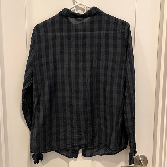 CP Shades Cotton Silk Plaid Blue Blouse Size Medium - Picture 3 of 13